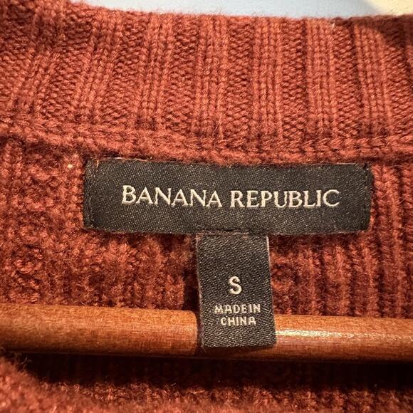 Banana Republic Sweater Womens Small Rust Cable Knit Crewneck Pullover Wool - Picture 2 of 10